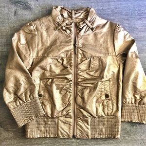 Metallic Gold Faux Leather Jacket